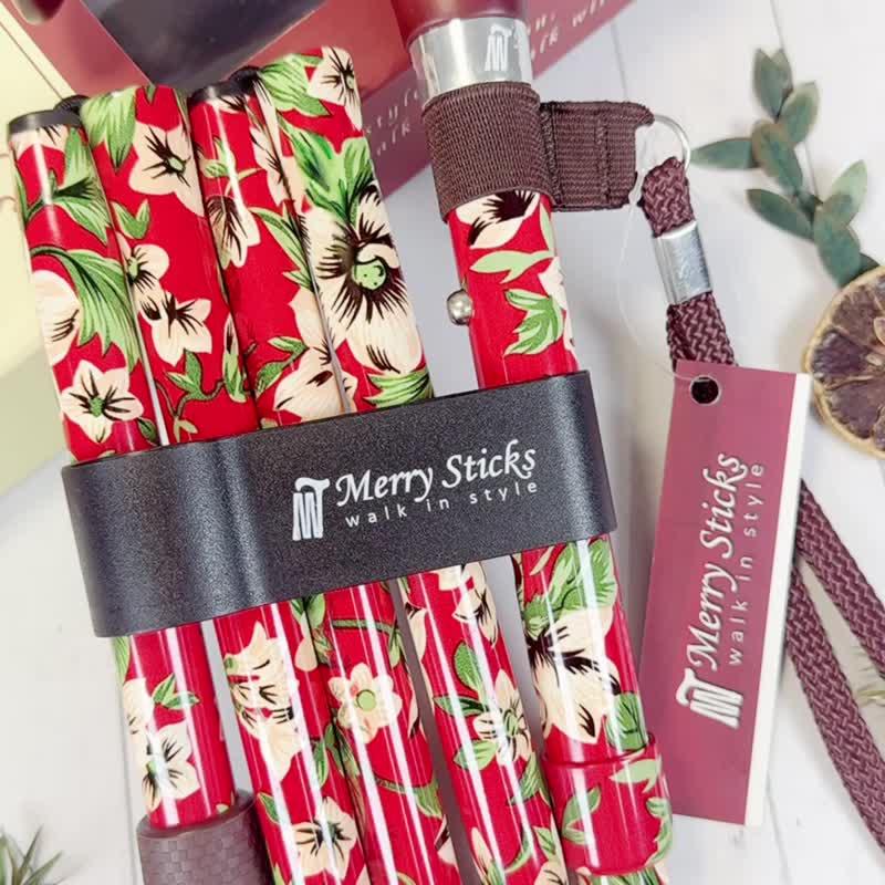 【步道登山好帮手】缤纷生活折叠手杖 - 杜鹃红 - 其他 - 铝合金 红色