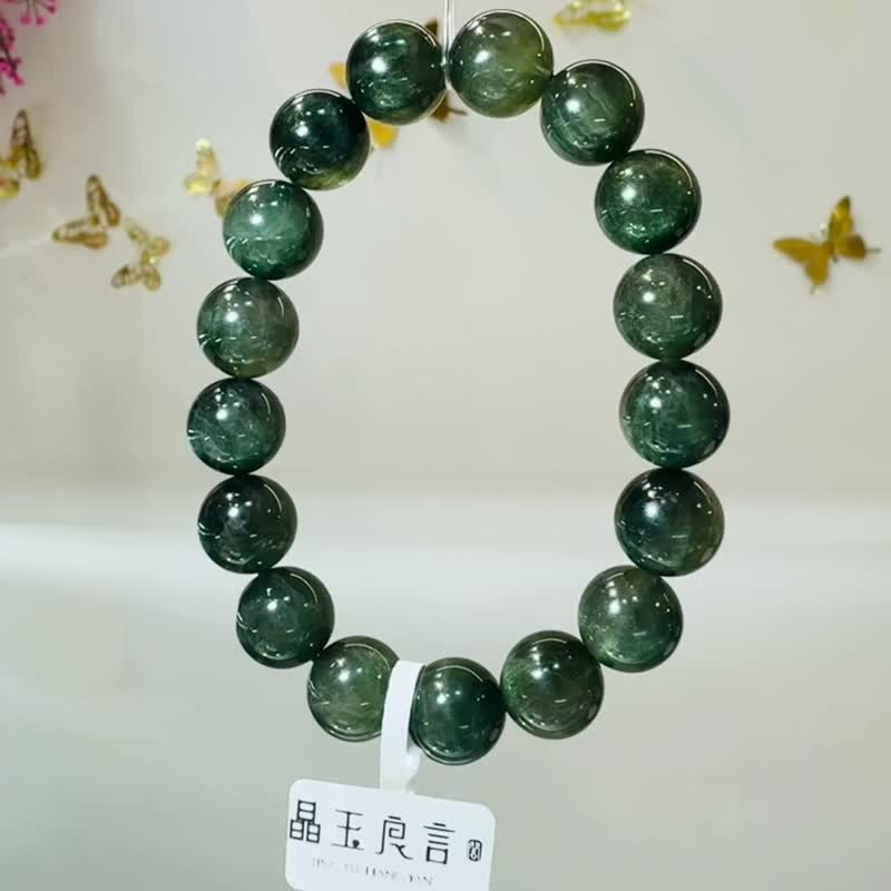 小精品天然森林浓色绿发晶12mm43g主财富事业清除身体负面 - 手链/手环 - 水晶 绿色
