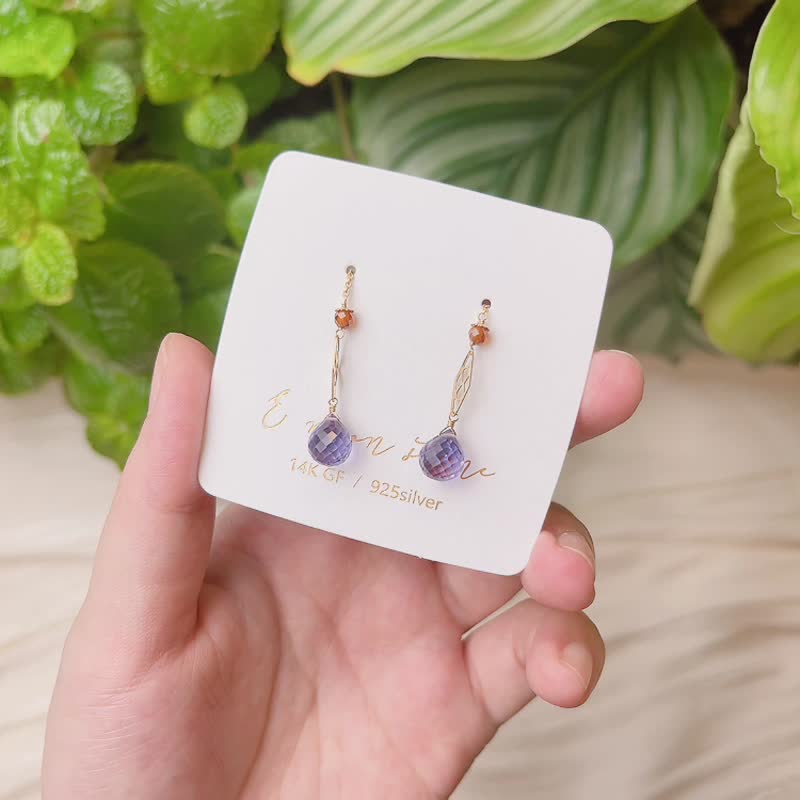 轻珠宝轻珠宝顶级胖紫水晶石耳链 人缘提升 招贵人 - 耳环/耳夹 - 水晶 紫色