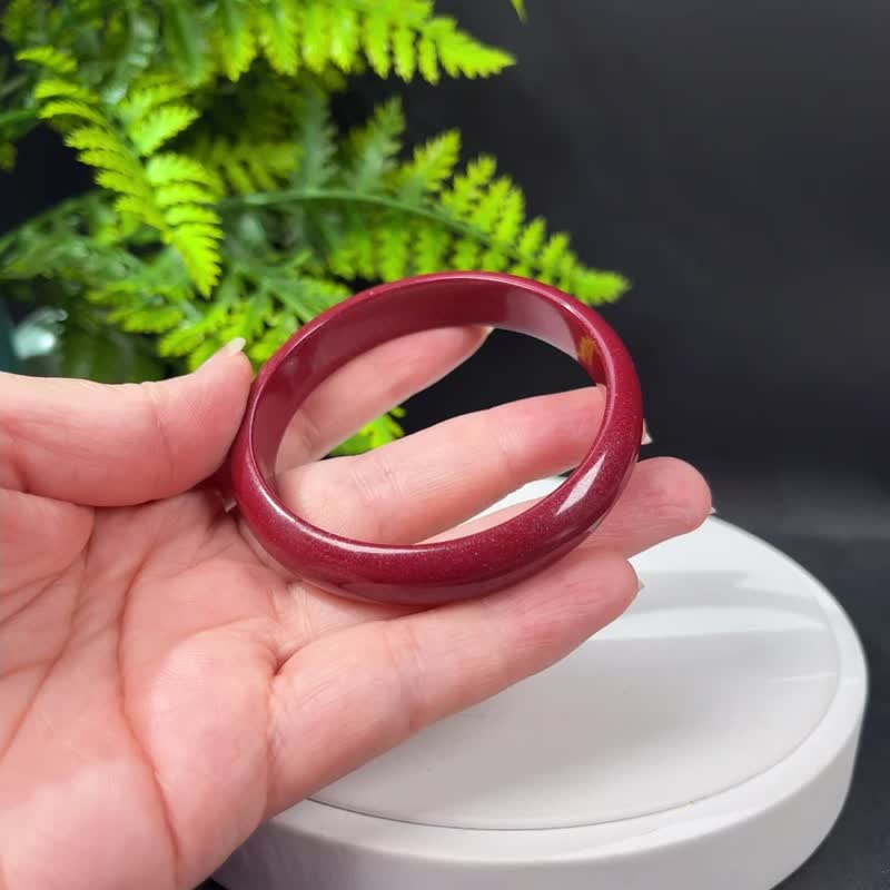 精品紫金砂朱砂手镯 56MM 辰砂手环女款 本命年 化太岁 - 手链/手环 - 半宝石 红色