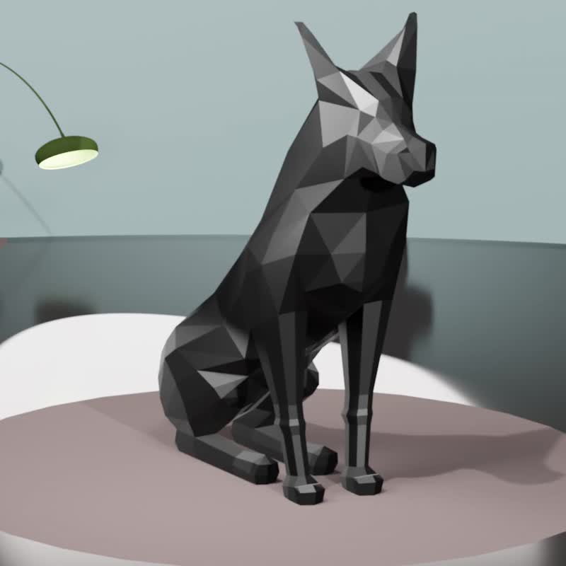 Dog LowPoly, Paper Dog, 3d origami, paper craft - 电子手绘真人画像/绘画/插画 - 其他材质 