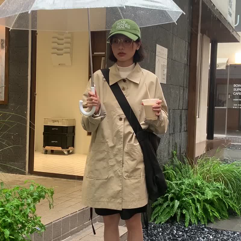 odd maker秋冬宽松休闲可拆卸领风衣女2022新款高级感中长款外套 - 女装西装外套/风衣 - 棉．麻 