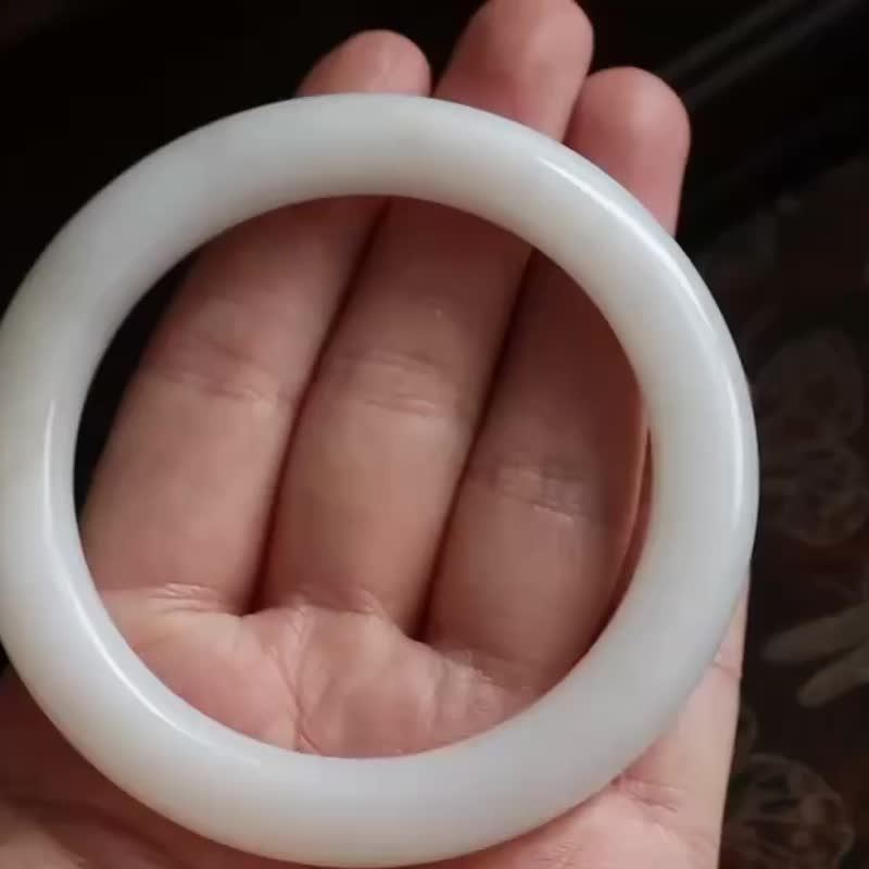 天然羊脂和田玉手镯羊脂玉手镯 脂份厚一级白料子细腻油润58圈口 - 手链/手环 - 玉石 