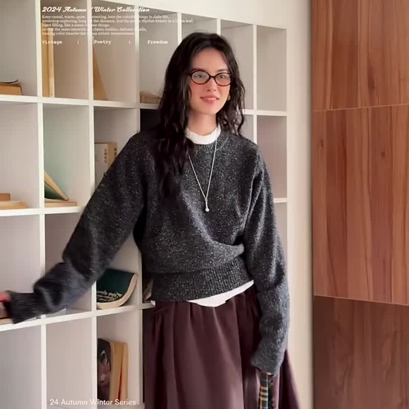 卡其/灰/黃 一頁丹麥 美利奴羊毛星空套頭毛衣 簡約針織毛衫 - 女装针织衫/毛衣 - 羊毛 黄色
