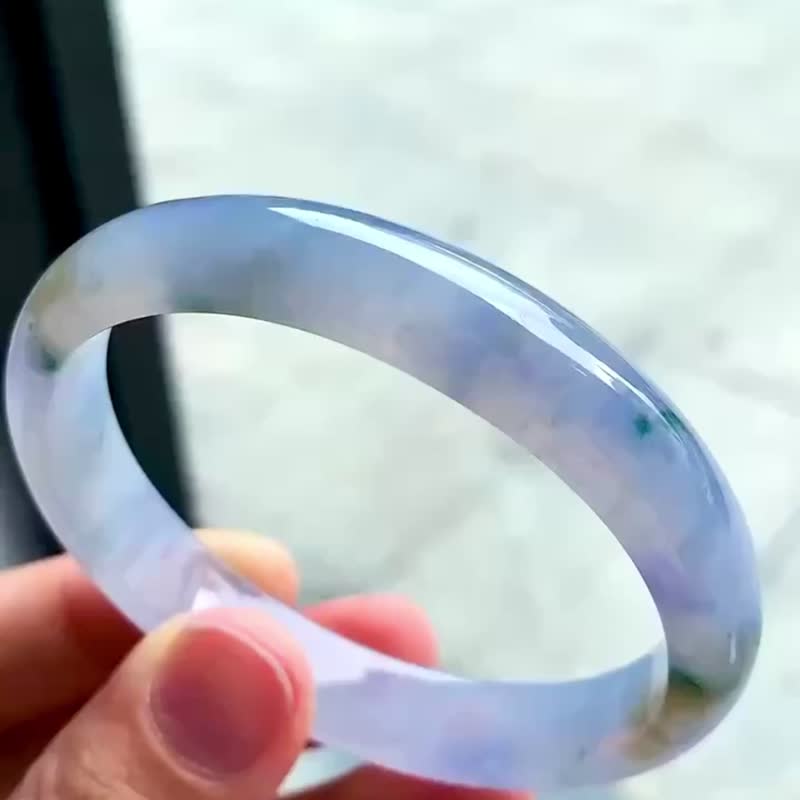 冰种 天然翡翠 缅甸 A玉 玉镯 • 冰种紫罗兰翡翠贵妃镯 - 手链/手环 - 玉石 紫色