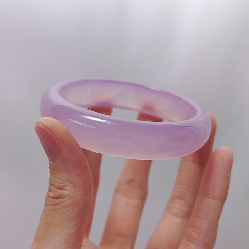 顶级冰种粉玉瓍 玛瑙 招财 桃花 人缘 手镯 18cm 单品 礼物 收藏 - 手链/手环 - 宝石 粉红色