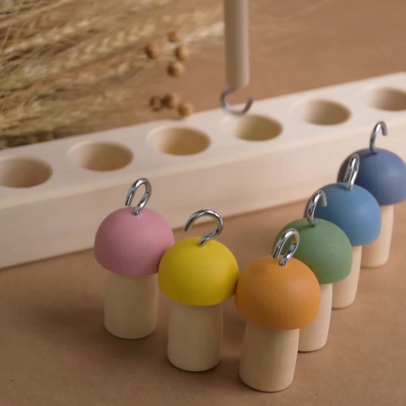 Balancing Game for Kids Mushrooms on Fishing Rod Pastel - 玩具/玩偶 - 木头 粉红色
