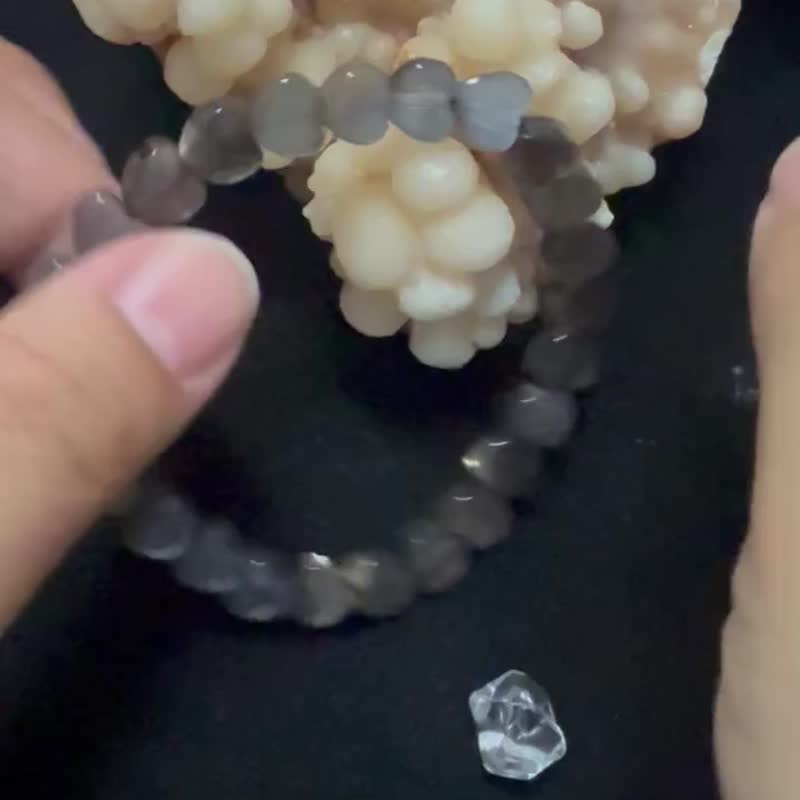 暗夜流光 黑太阳石爱心手串 - 手链/手环 - 水晶 