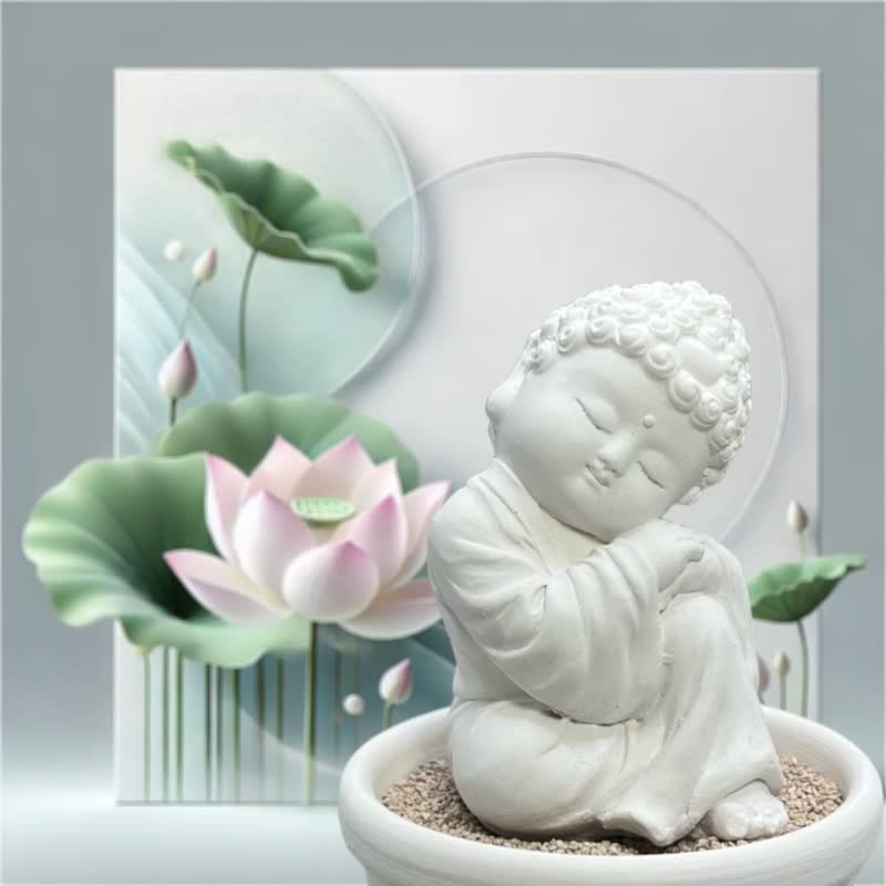 净念吉祥小佛之大觉小盘套组  唤醒心灵智慧 提升居家氛围 - 香薰/精油/线香 - 水泥 白色