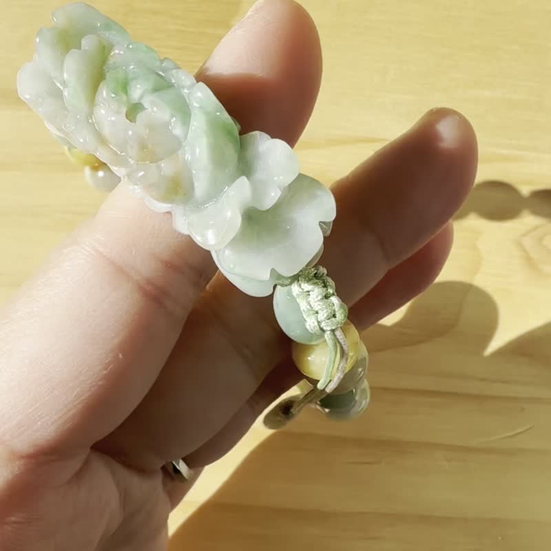 手工編織翡翠手链 — 羽影花园 - 手链/手环 - 玉石 绿色