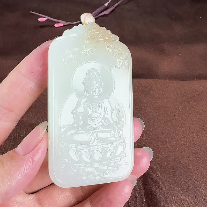 秒杀价 收藏级天然新疆和田玉羊脂玉观音吊坠玉质细腻温润 - 手链/手环 - 玉石 