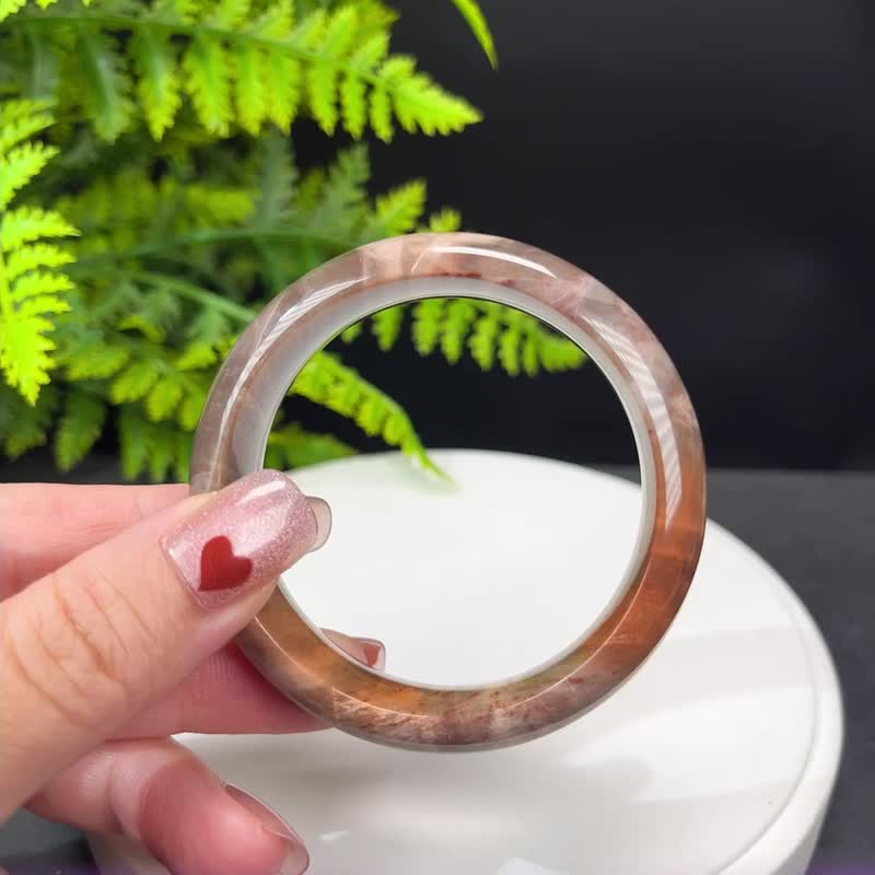 优质 缅甸树化玉手镯 53MM 冰润高瓷天眼千层年轮纹多彩 吉祥宁静 - 手链/手环 - 玉石 多色