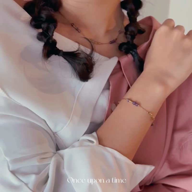 春天来了 招桃花 开工 恋爱 紫水晶 * 项链 手链 耳骨夹 霞海联名 - 耳环/耳夹 - 铜/黄铜 紫色