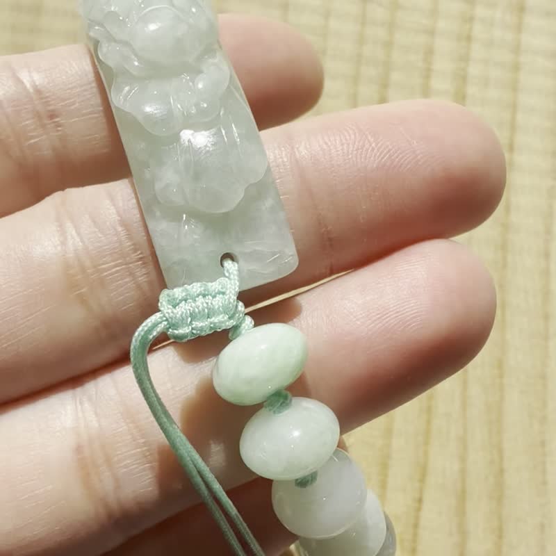 手工編織翡翠手链 — 晨翠花影 - 手链/手环 - 玉石 绿色