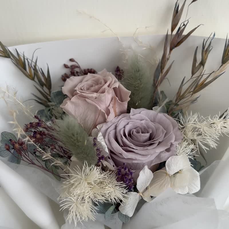 【永生玫瑰花花束】• 情人节/永生玫瑰花/永生玫瑰花花束/玫瑰花 - 干燥花/捧花 - 植物．花 紫色