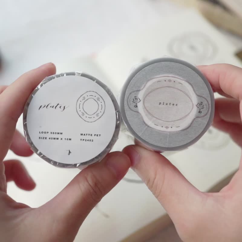 原创雾面PET纸胶带 plates 碟 小玫瑰花烧 - 纸胶带 - 纸 
