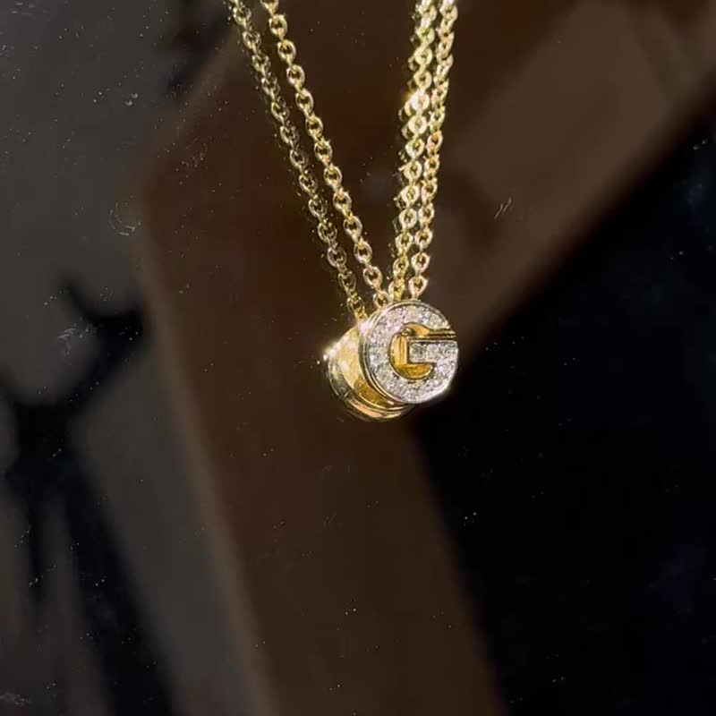 中古正品 Givenchy 纪梵希 G logo 莱茵石 项链 锁骨链 礼物 - 项链 - 其他金属 金色