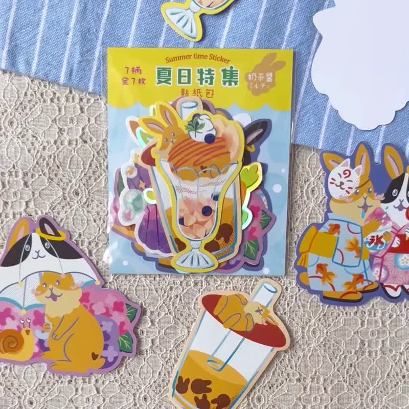 夏日特集 | 奶茶夏日时光 | 共7张 | 混合材质贴纸 - 贴纸 - 纸 