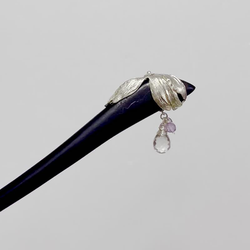 【珠宝盒】爱的信使。Iris|鸢尾花。天然紫水晶/黑檀木发簪 - 发饰 - 水晶 紫色