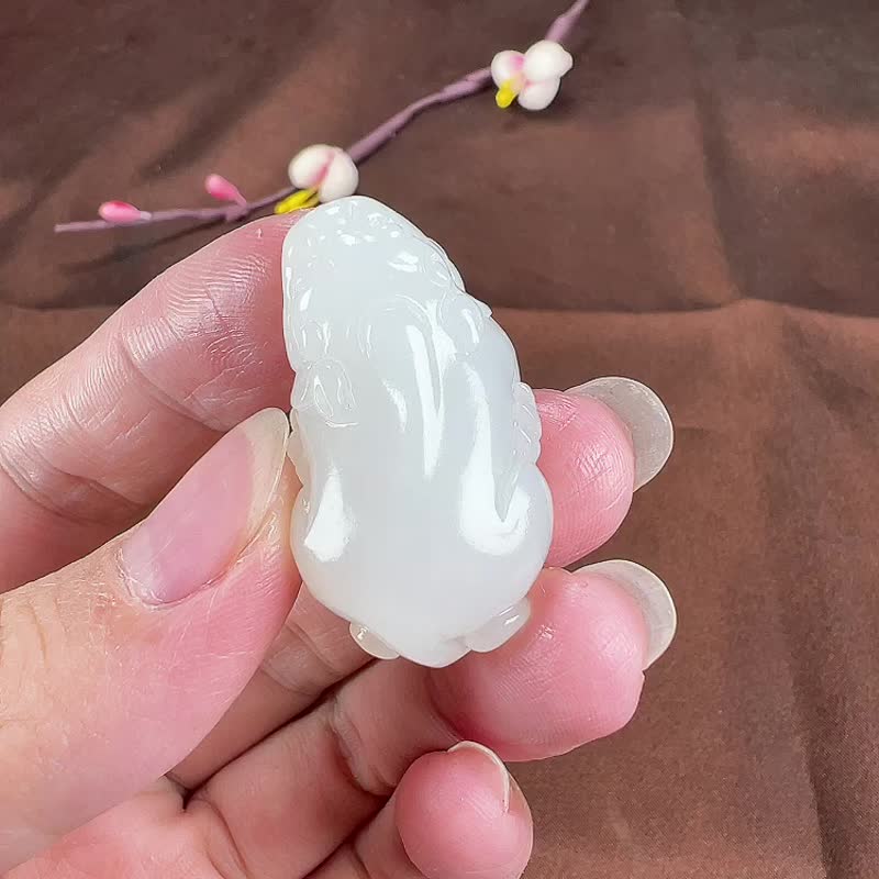 新品 天然新疆和田玉羊脂玉貔貅吊坠 玉质细腻温润 匠心独运名师 - 吊饰 - 玉石 
