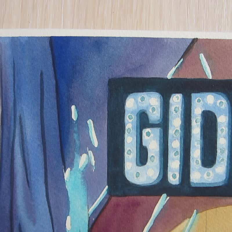 Original watercolor painting on stage, poster, office decoration, for a gift - 海报/装饰画/版画 - 纸 蓝色
