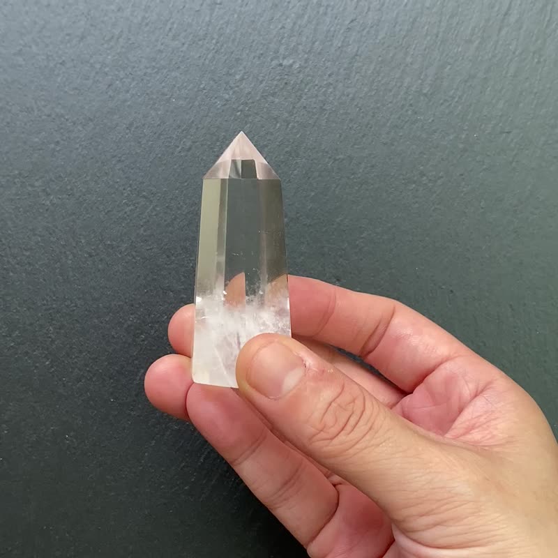 能量摆件-天使之翼 天然冰透蓝针白水晶能量柱 冥想 疗愈 - 摆饰 - 水晶 白色