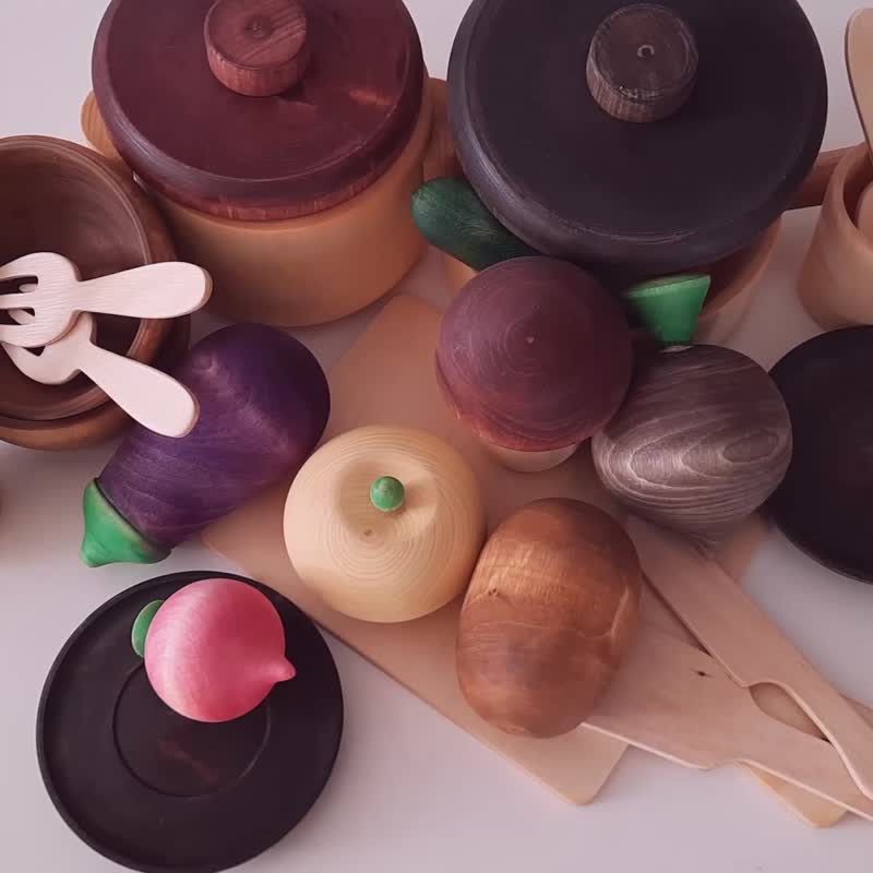 Play set food, Wooden vegetables, Waldorf toys, Educational toys - 玩具/玩偶 - 木头 多色
