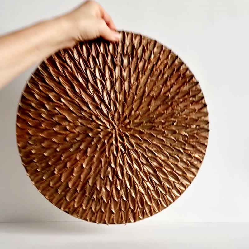 铜质感墙艺术 35 厘米，圆形墙壁装饰，抽象艺术品，3D 墙壁涂料 - 墙贴/壁贴 - 其他材质 咖啡色