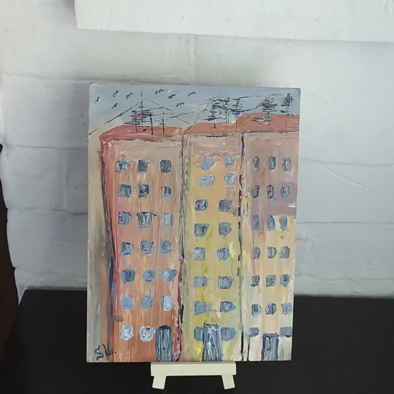 城市原创艺术城市高层建筑手绘油画墙艺术 - 海报/装饰画/版画 - 其他材质 多色