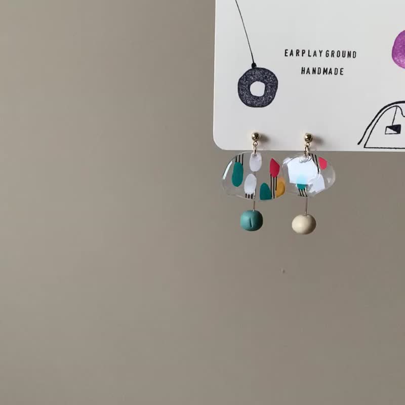 时空胶囊 - 耳环/耳夹 - 树脂 多色