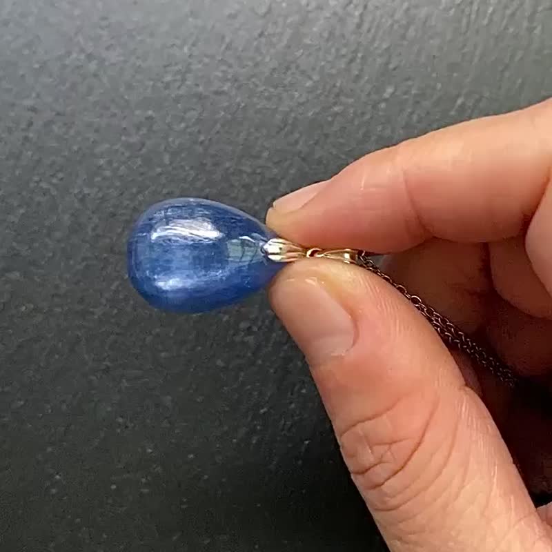天然猫眼蓝晶石925纯银钛钢项链 加强沟通 表达 观察力 - 项链 - 水晶 蓝色
