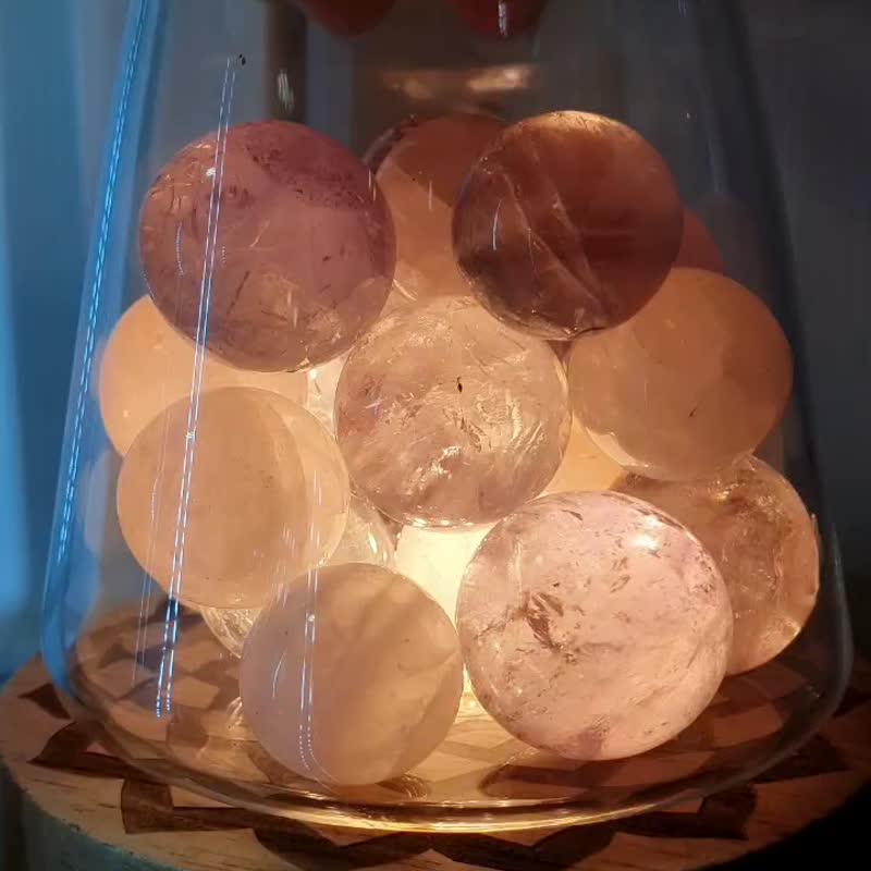天然粉晶 紫水晶球LED夜灯 能量疗愈 空间净化 礼物 - 灯具/灯饰 - 木头 多色