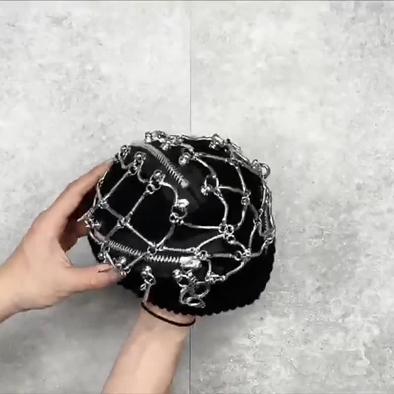 美式復古 原創暗黑潮流 雅痞朋克 純手工 重金屬冷帽 - 帽子 - 其他材质 黑色