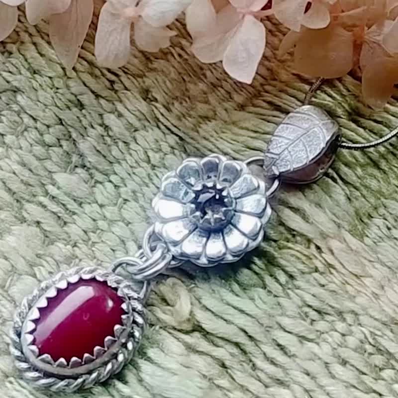 【Captain Flint手作银饰】红珊雅韵 AKA 阿卡珊瑚 925纯银吊坠 - 项链 - 纯银 红色