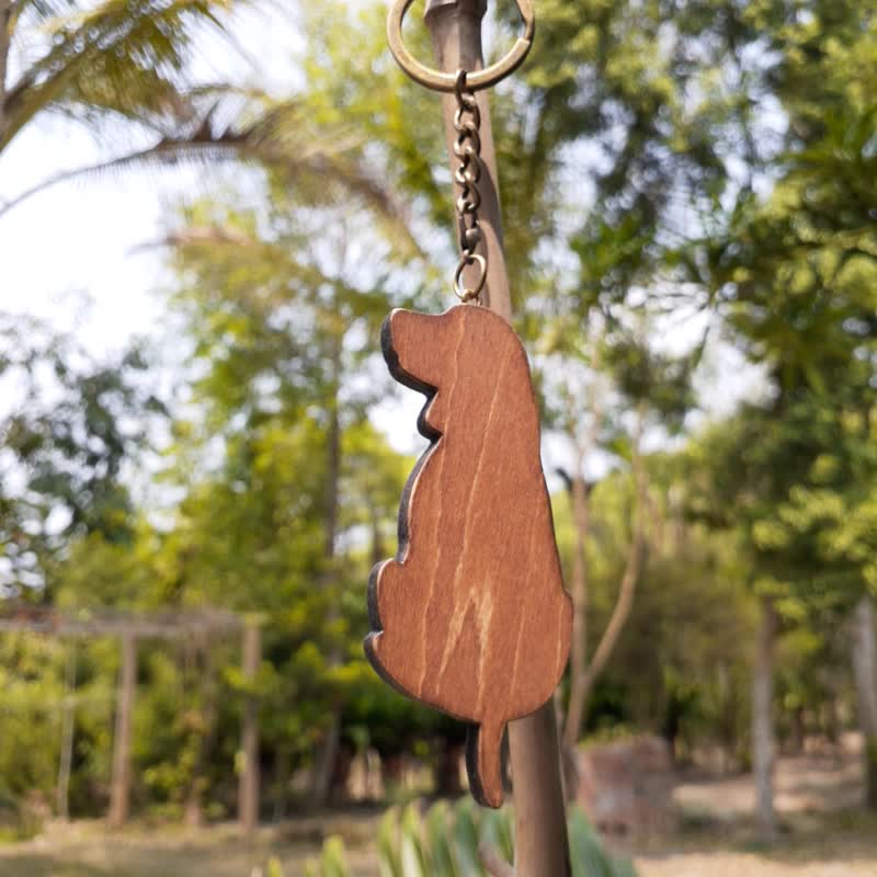 手工木作创意钥匙圈  米格鲁 B - 钥匙链/钥匙包 - 木头 咖啡色