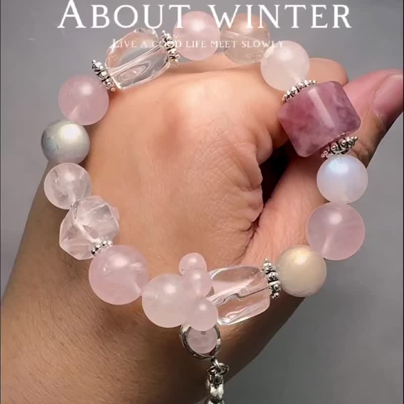 招好人缘。情绪修复 - 紫马粉・粉晶。月光石能量手串 - 手链/手环 - 水晶 