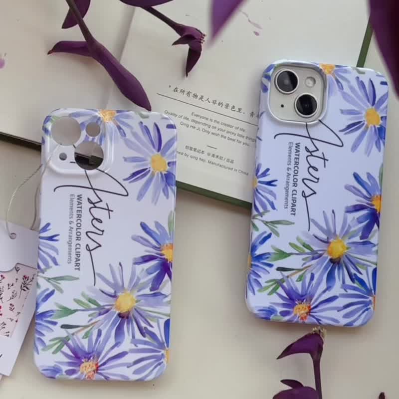 小藍菊 造夢原創手機殼手繪小清新高級ing復古風適用iphone15 - 手机壳/手机套 - 硅胶 