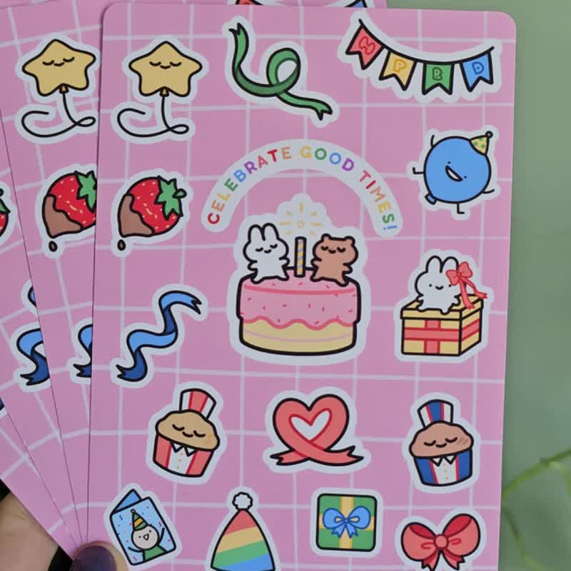 Celebrate Good Times 版画印刷 - 可爱生日卡片 - 卡片/明信片 - 纸 粉红色