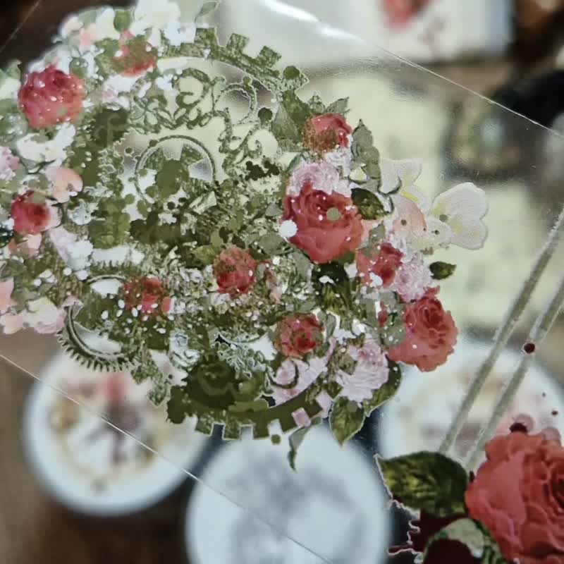 玫瑰花园标签 / 5cm 亮面 PET 胶带 - 纸胶带 - 塑料 白色