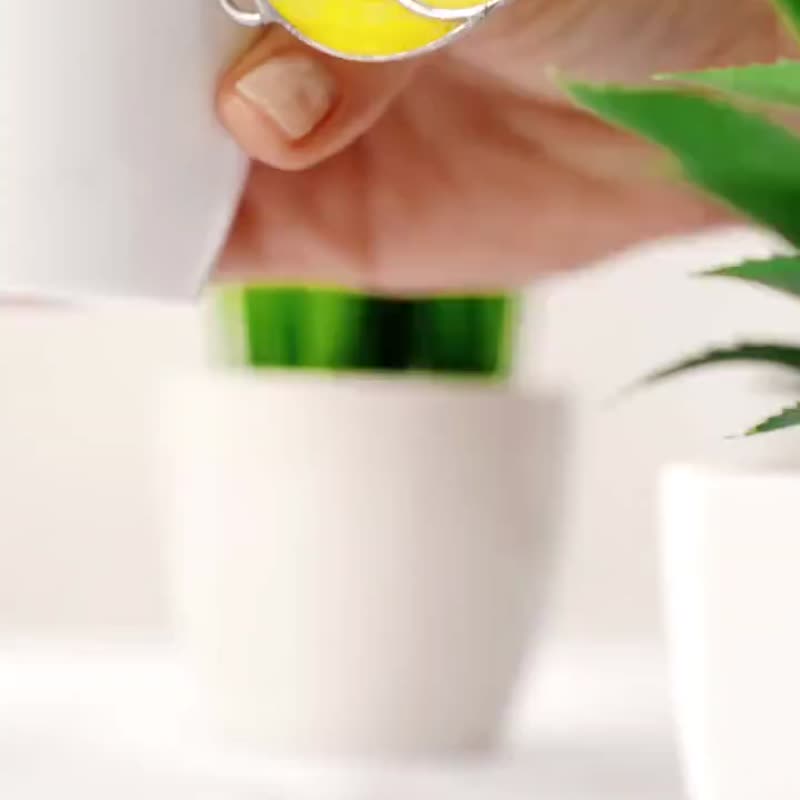 彩绘玻璃金翅雀鸟 可爱花盆装饰 小花盆装饰 - 植栽/盆栽 - 玻璃 黄色