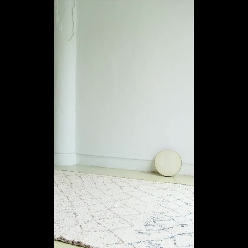 OMAKE 小开衩散状大宽裤 / 菱纹布 灰蓝绿 - 女装长裤 - 棉 白色