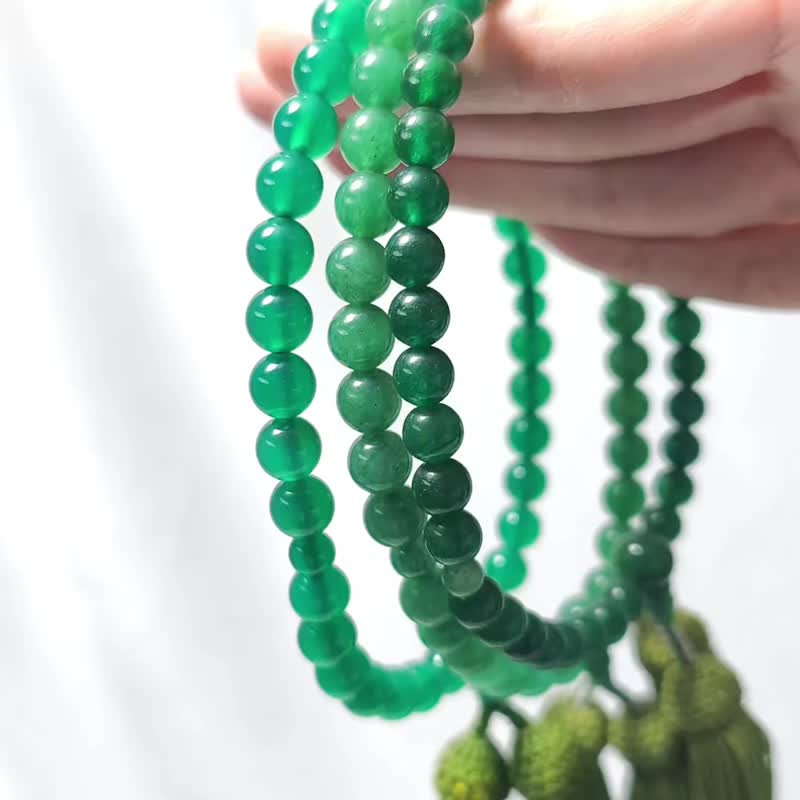 玛瑙 东菱玉 日本念珠 数珠・じゅず 外销日本 台日友好 祈愿礼物 - 手链/手环 - 宝石 绿色