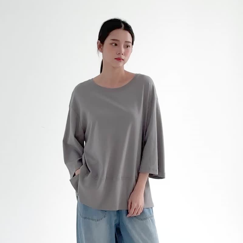 【Simply Yours】百搭宽松中袖T 灰F - 女装 T 恤 - 棉 灰色