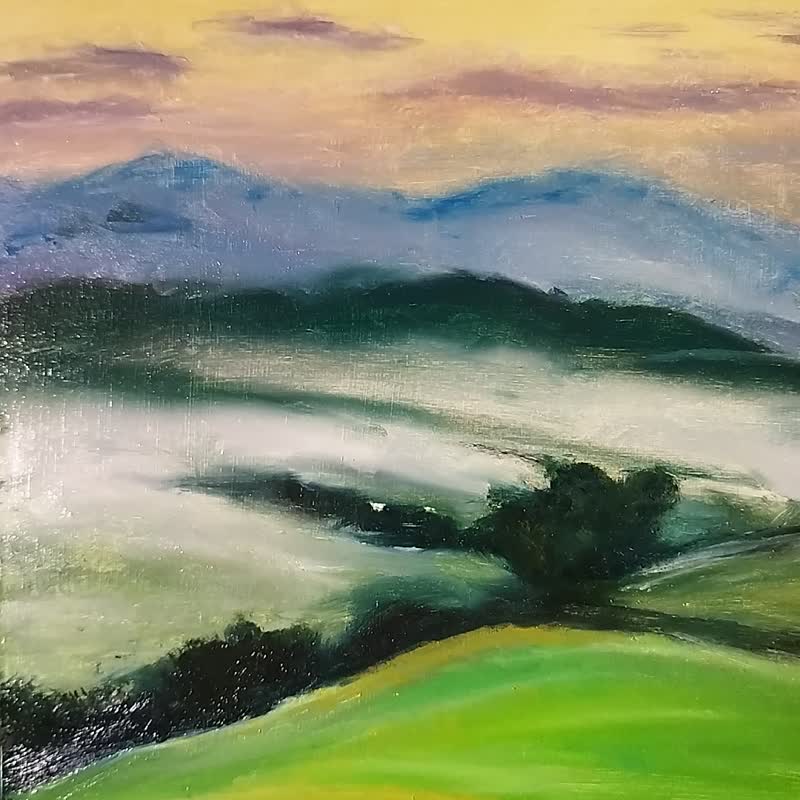 绘画 朦胧 早上 景观 墙 装饰 绿色 领域 艺术品 - 墙贴/壁贴 - 纸 绿色