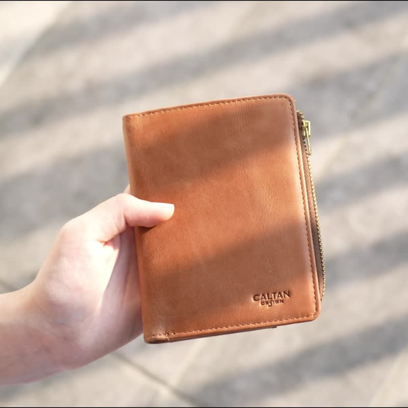 【24hr快速出货】真皮简约零钱短夹-2184 两色 中短夹 - 皮夹/钱包 - 真皮 咖啡色