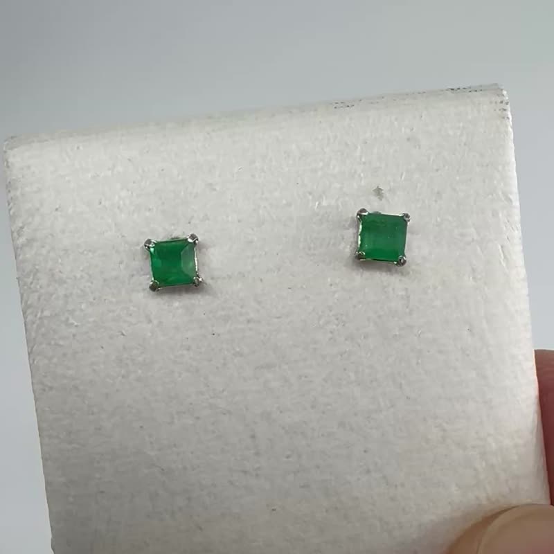 绿之方寸P T900哥伦比亚祖母绿耳环 - 耳环/耳夹 - 贵金属 