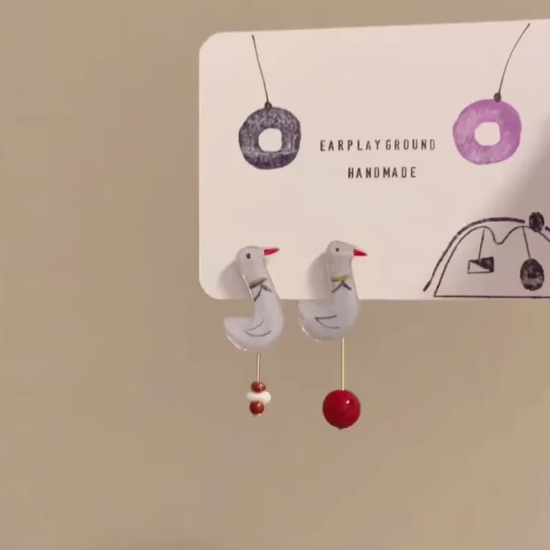 你好鸭.原味版 - 耳环/耳夹 - 树脂 多色