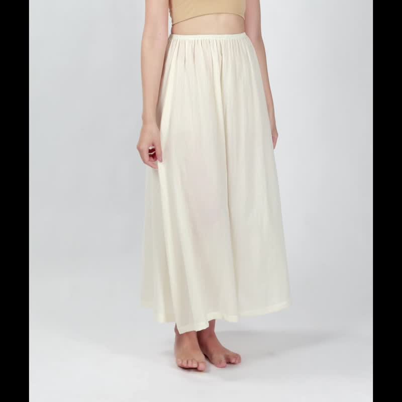 长版内衬裙 - 裙子 - 棉．麻 