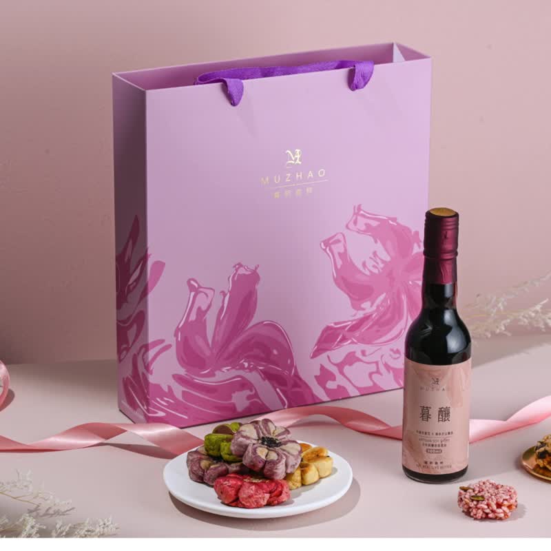 【中秋礼盒预购】流金岁月礼盒|酱油 幸花酥 酱香米饼| 月饼 - 咸派/甜派 - 新鲜食材 粉红色