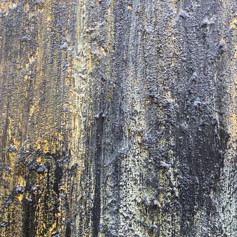 具有金属亮点的画布纹理艺术上的抽象灰色和金色绘画 - 墙贴/壁贴 - 压克力 灰色
